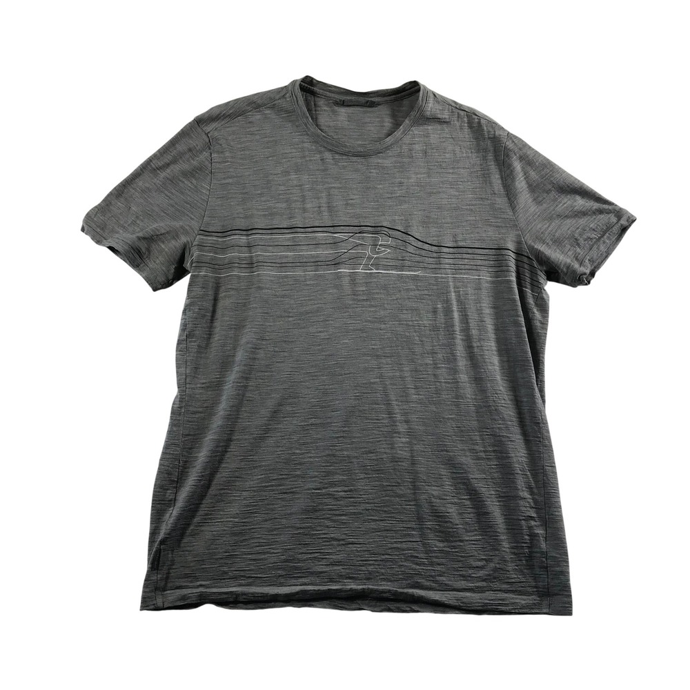 Icebreaker Mens Merino Wool Blend Graphic Runner T-Shirt Grey Large L 1001501